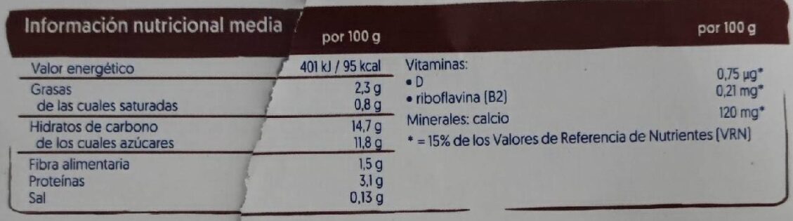 Postre vegetal de soja sabor chocolate negro - Voedingswaarden - es