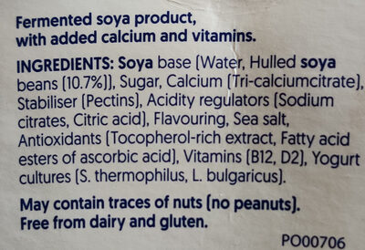 Simply plain - soya yogurt - Ingredients