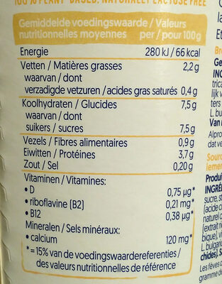 Vanille au soja - Nutrition facts