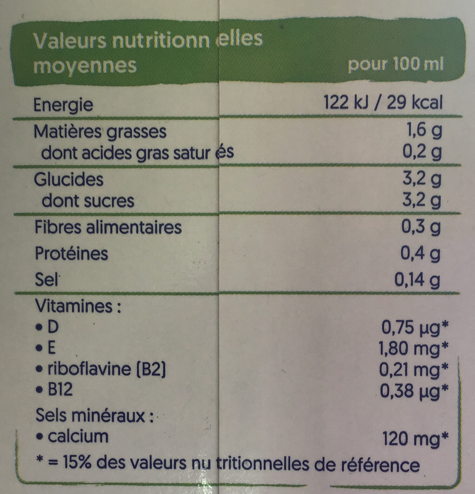 Alpro Noisette - Nutrition facts