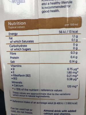 Almond No Sugars - Voedingswaarden - en
