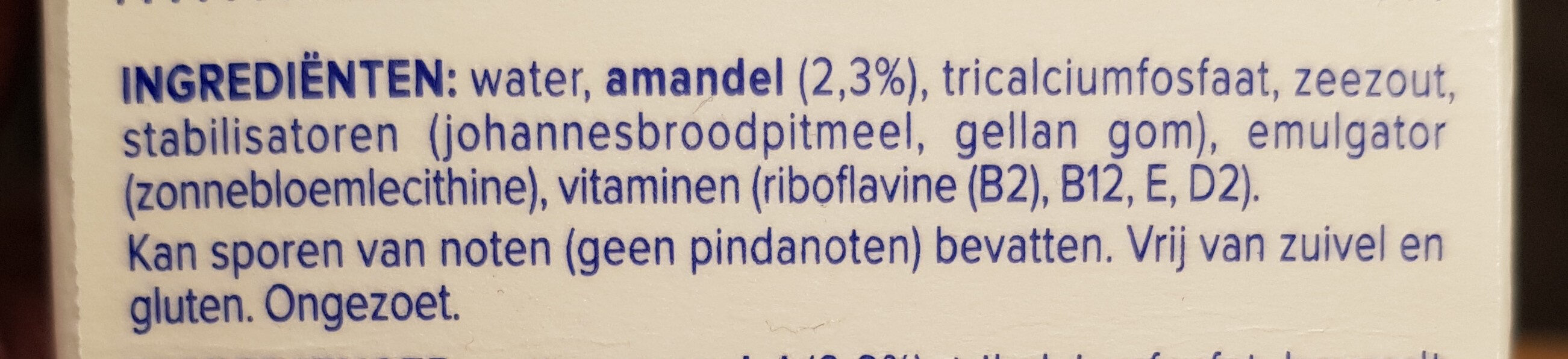 Almond Unsweetened Drink - Ingredients