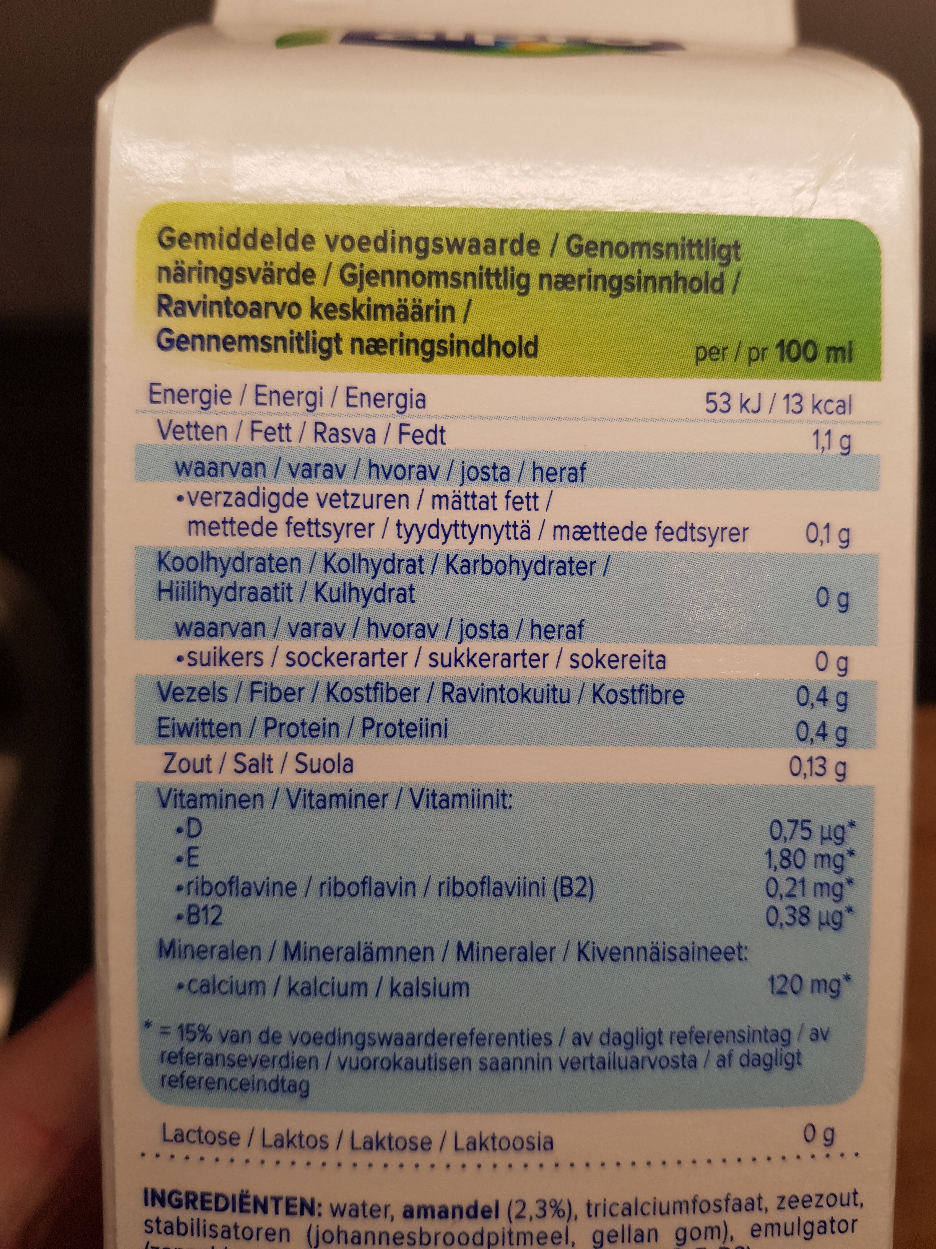 Almond Unsweetened Drink - Tableau nutritionnel - en