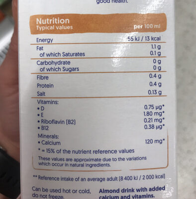 Almond Unsweetened - Nutrition facts