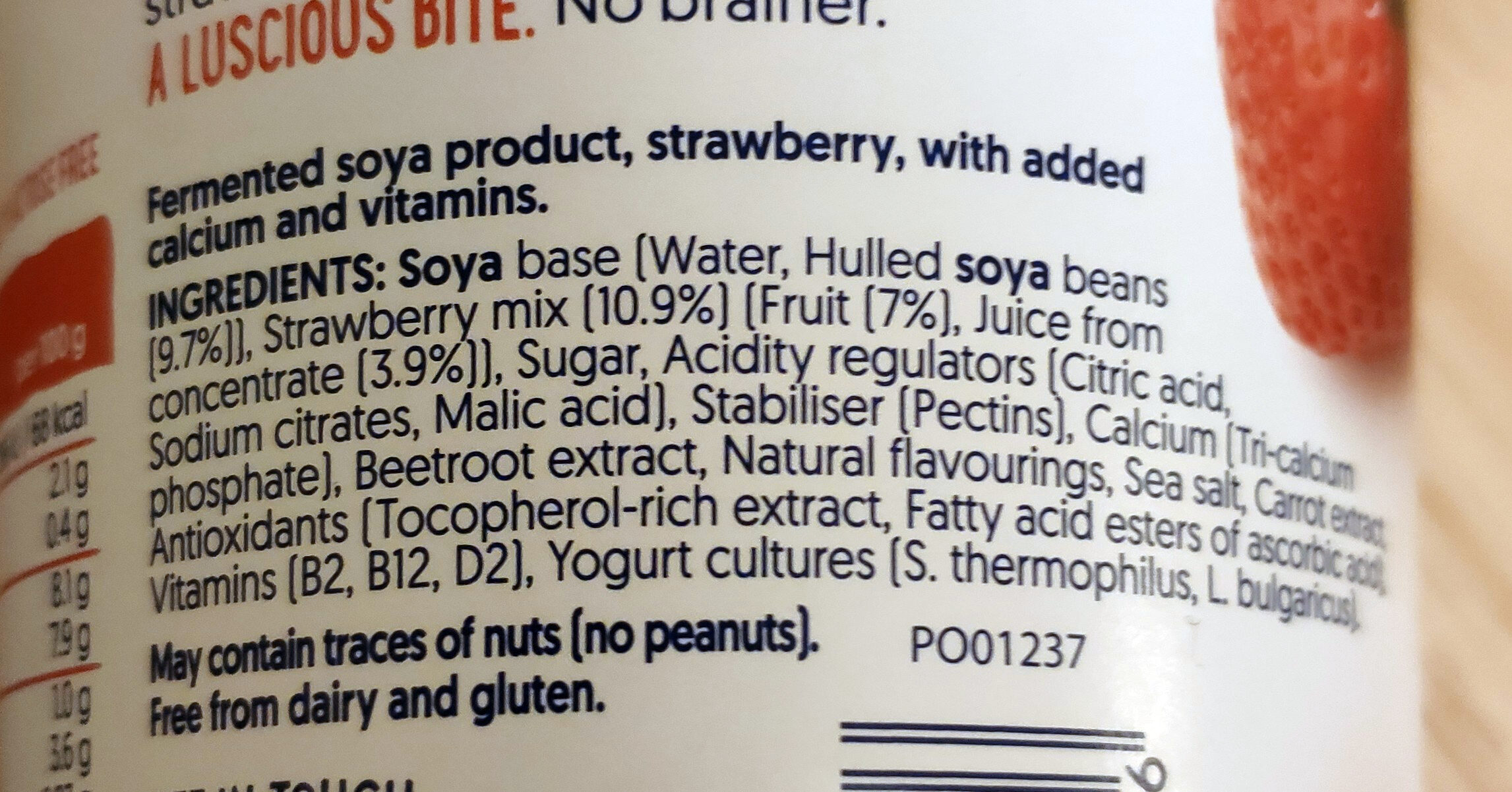 Strawberry Soya with Yogurt Cultures - Ingredients