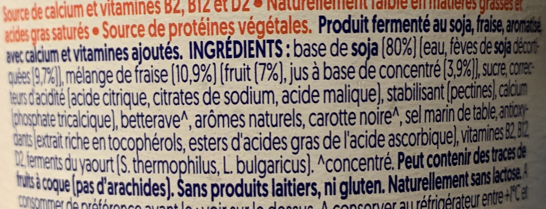 Soja à la fraise - Ingredients - fr