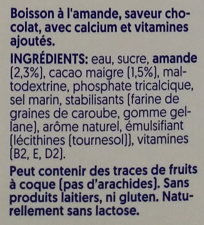 Dark Chocolate Almond - Ingredients - fr