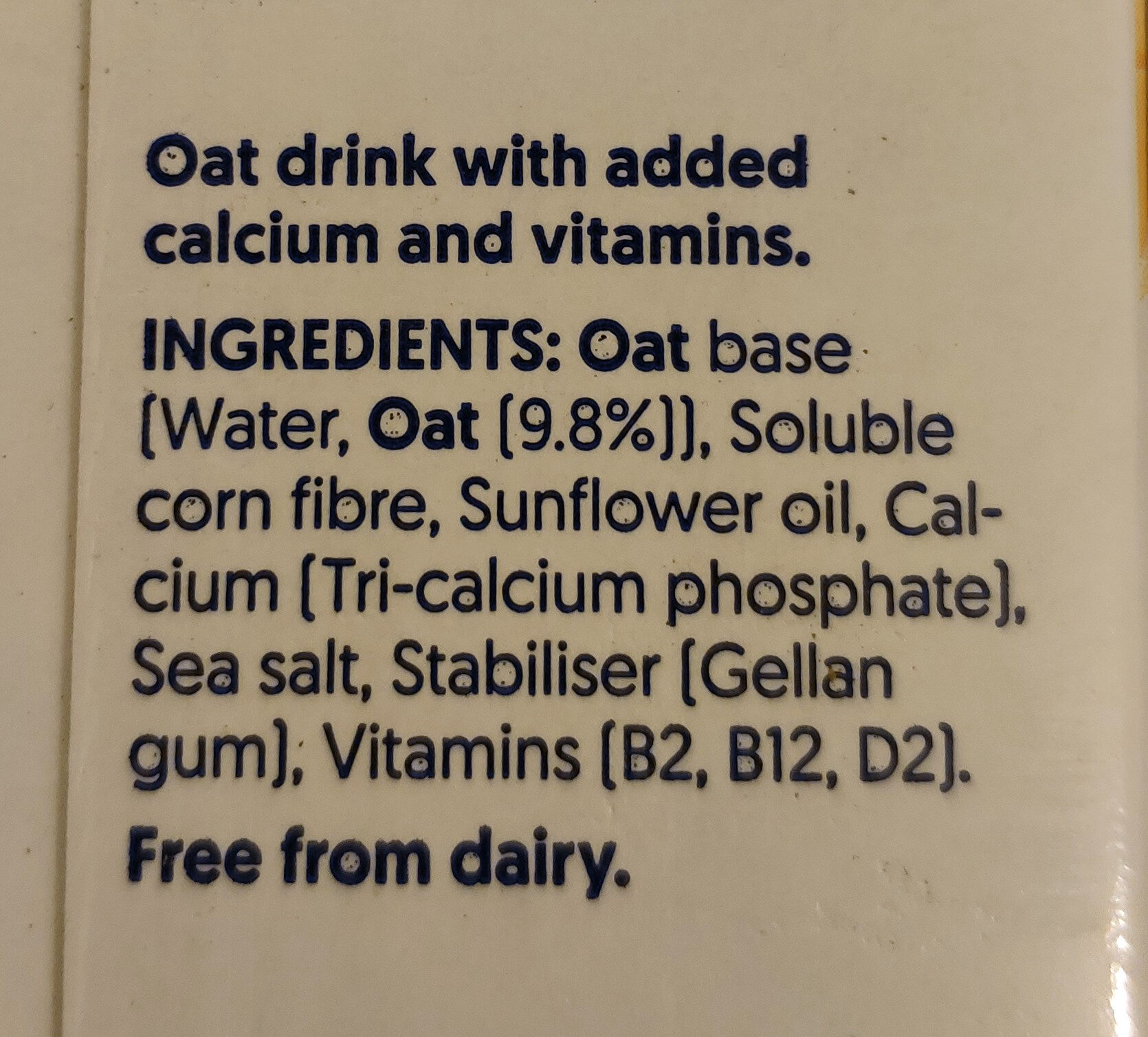 Oat Milk - Ingrédients