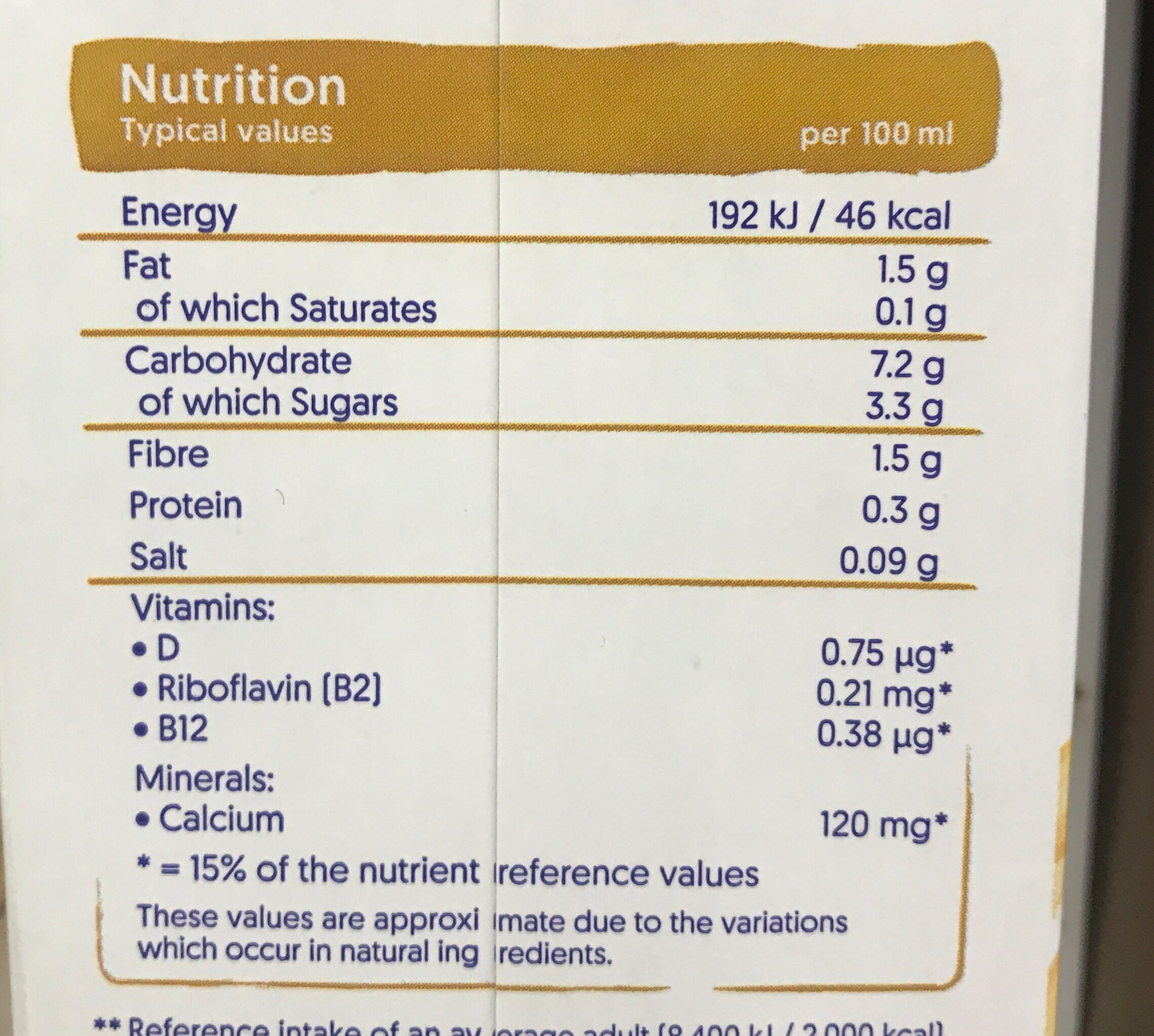 Oat - Nutrition facts