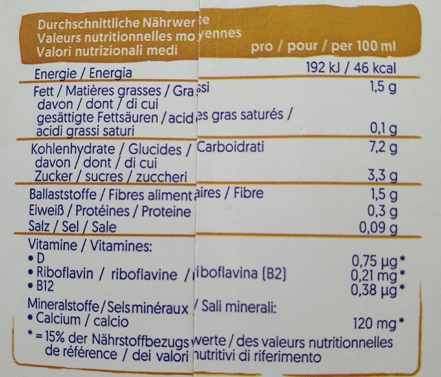 Hafermilch - Voedingswaarden - de