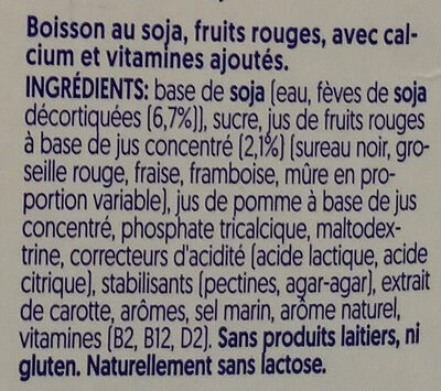 Soja aux fruits rouges - Ingrédients