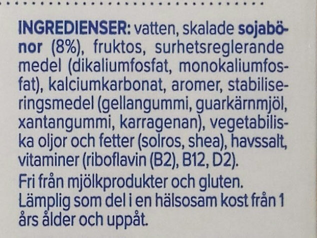 Barista Soia - Ingredienser
