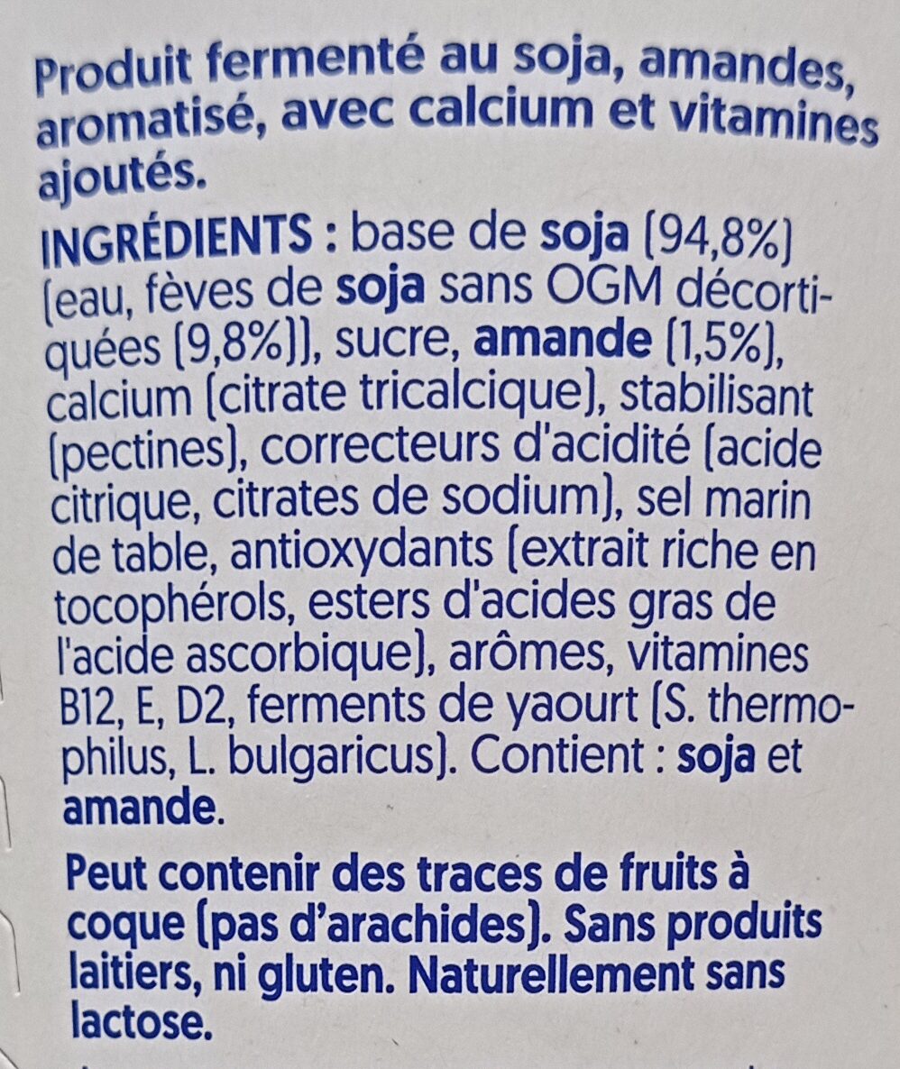 Nature aux Amandes - Végétal soja & amande - Ingredients - fr