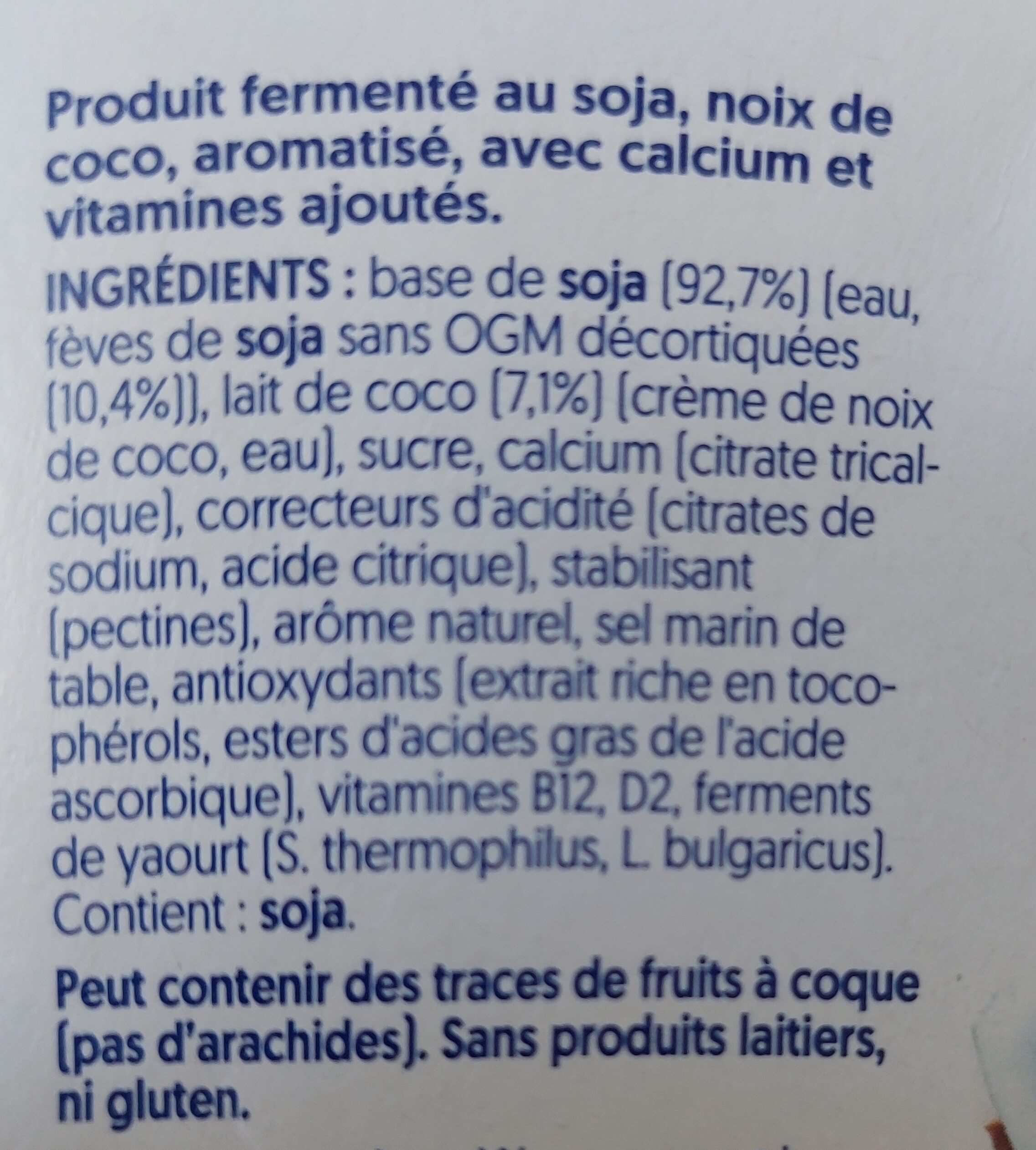 Natural with Coconut - Ingrédients