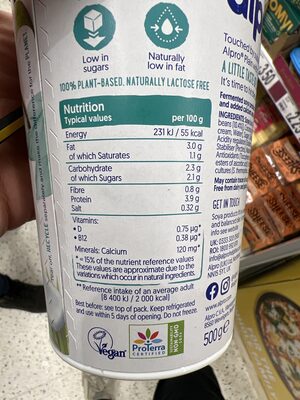 Alpro Natural with Coconut - Nutrition facts