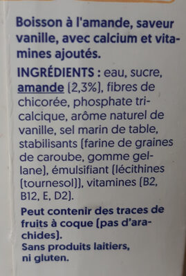 Boisson à l’amande, saveur vanille - Ingredienti - fr