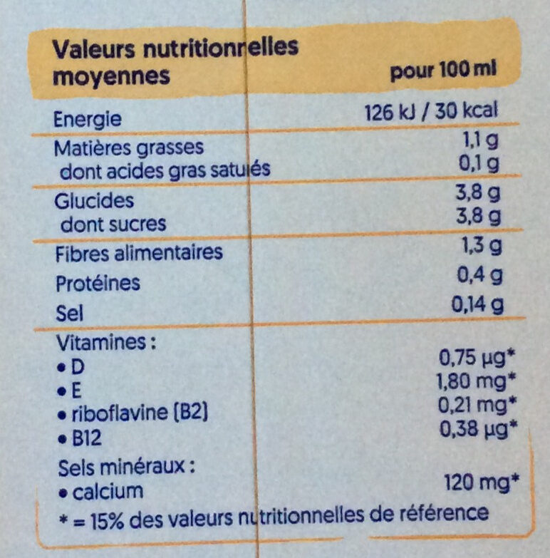 Mandel Vanille Geschmack - Tableau nutritionnel
