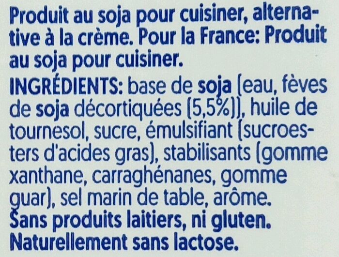 Cuisine Soja (15% MG) - Ingrediënten - fr
