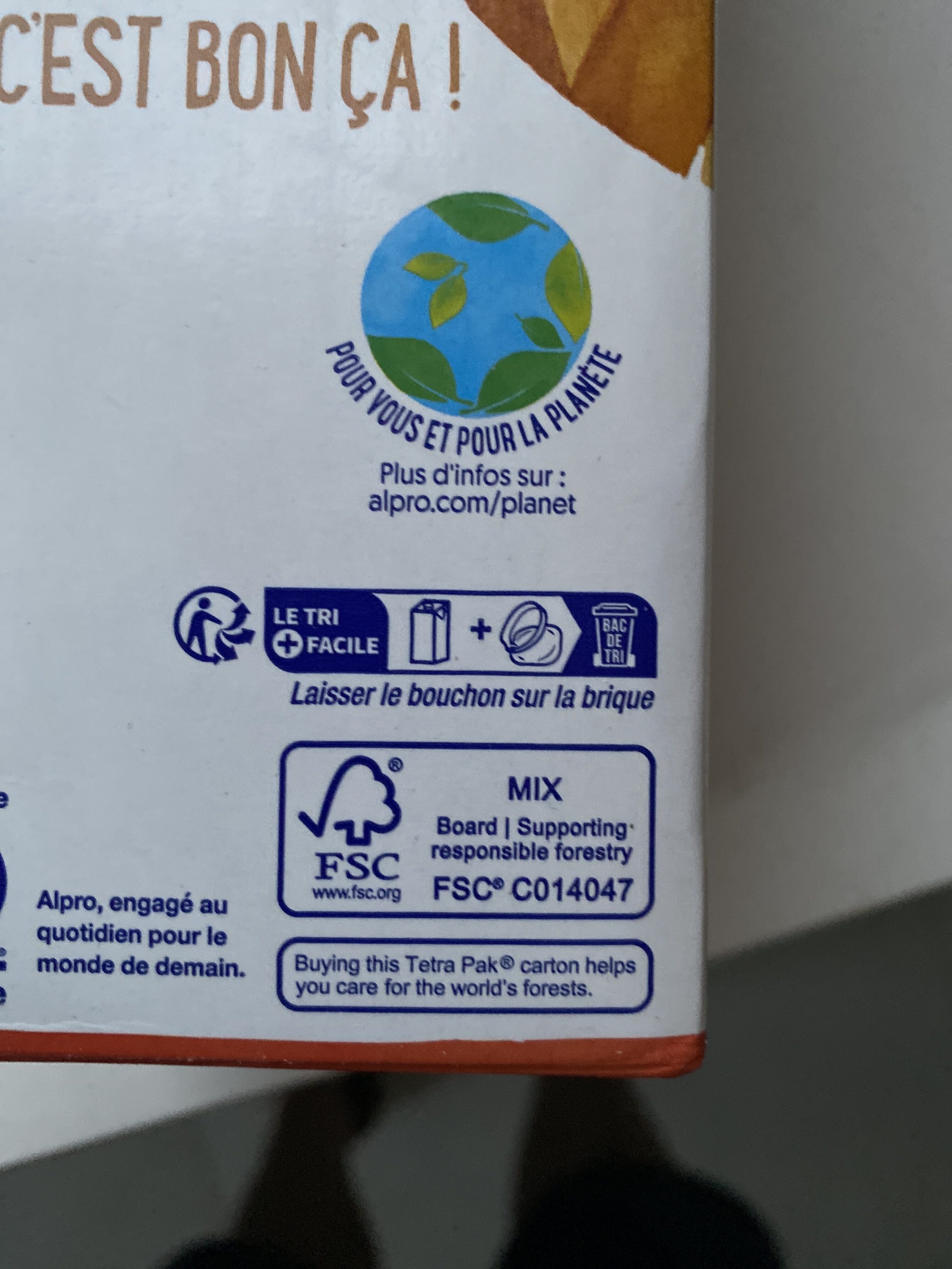Lait d'amande non sucré - Recycling instructions and/or packaging information - fr