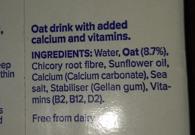 No sugars oat - Ingredients