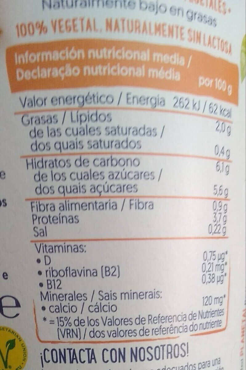 alpro ohne Zuckerzusatz Mango - Información nutricional