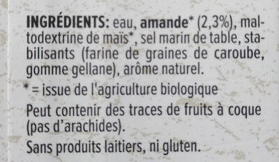 Organic Almond Unsweetened U.H.T. - Ingredients - fr
