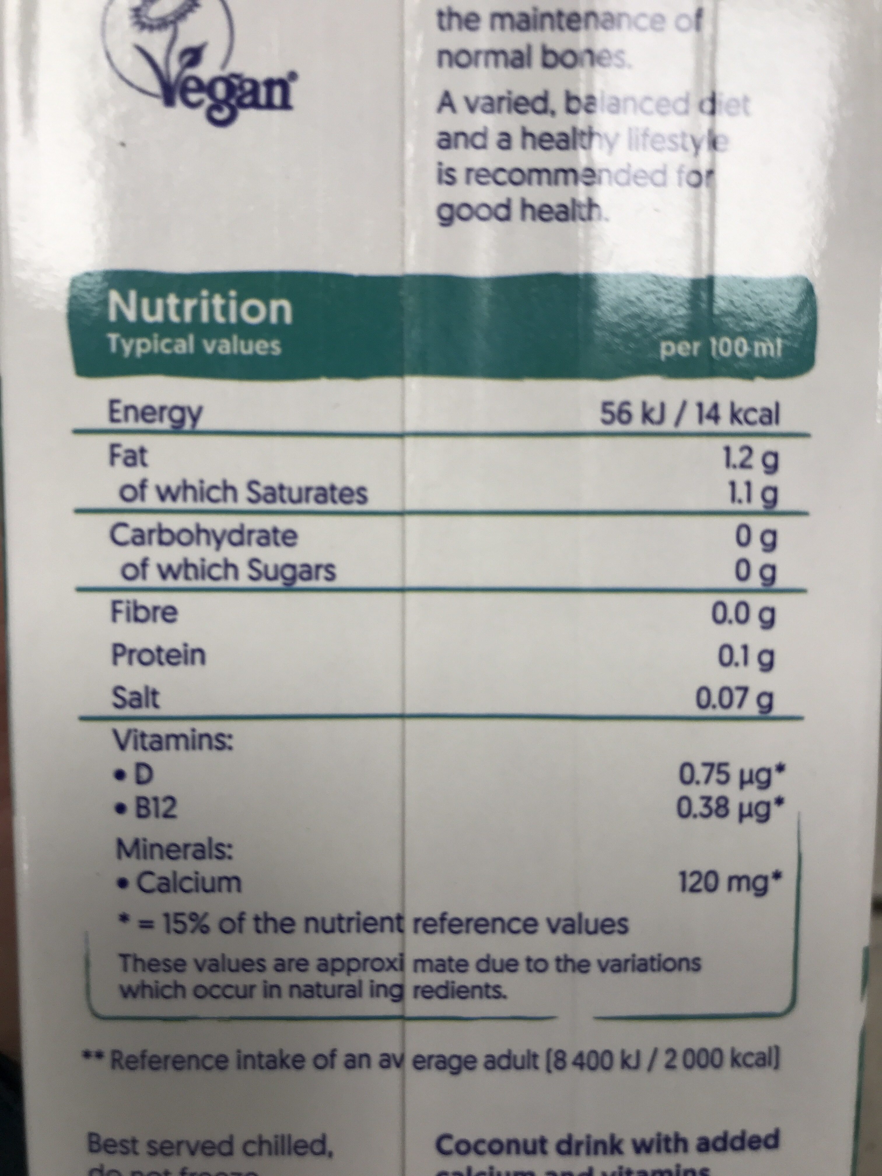 Kokosmilch ohne Zucker - Nutrition facts