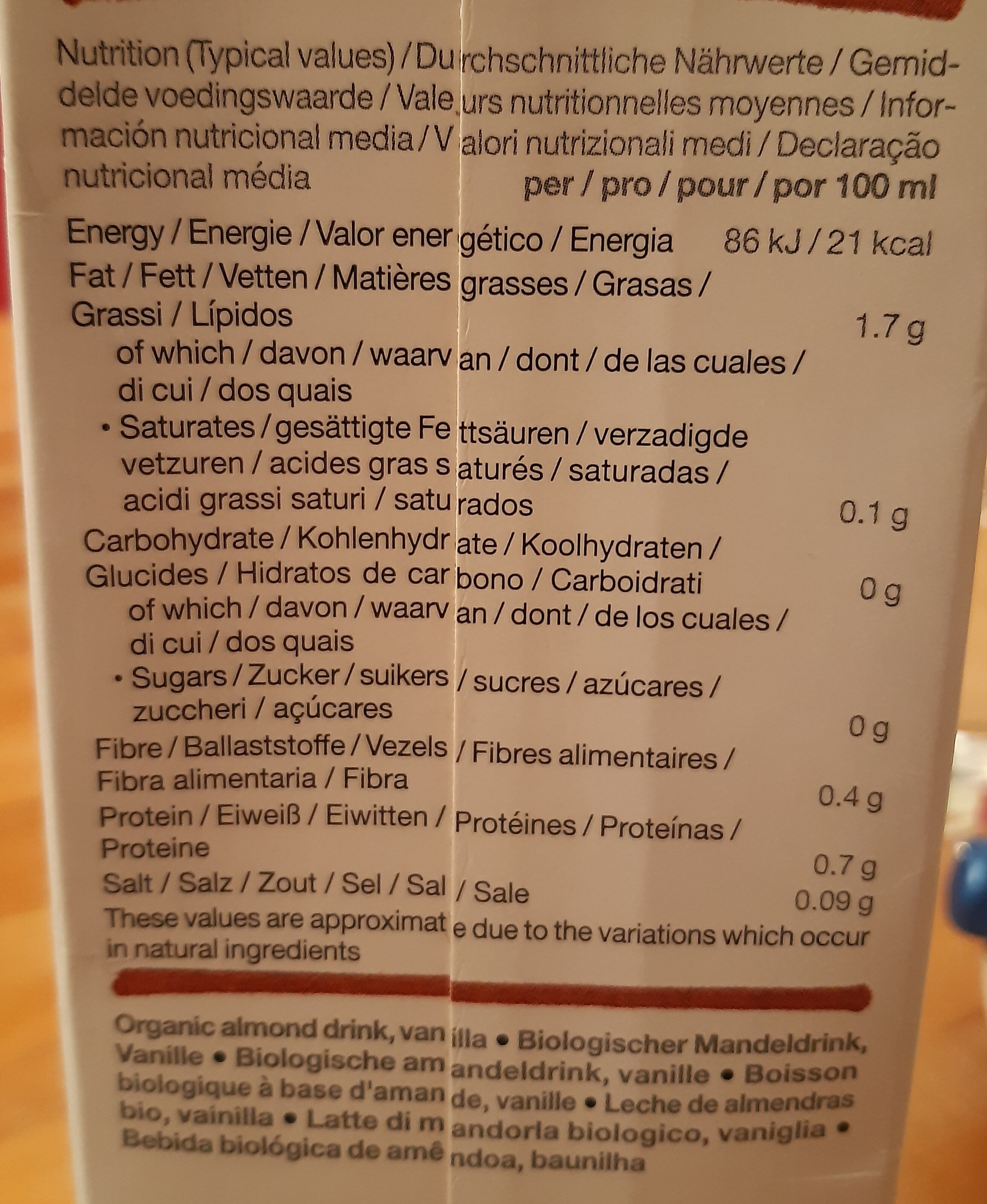 Provamel Almond - Voedingswaarden - fr
