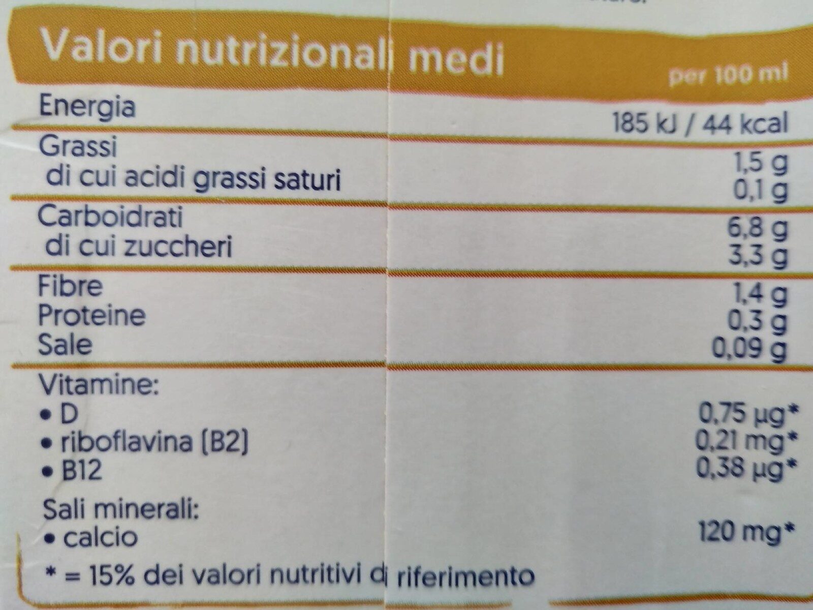 Alpro Avena - Valori nutrizionali