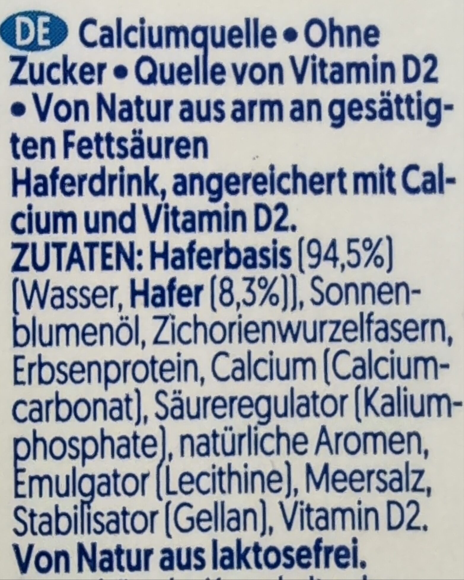 NOT MLK Pflanzlich - Voll, 3,5 % Fett - Složení - de