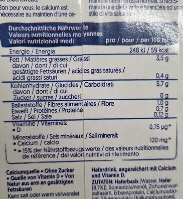 Not Milk 3,5% Fett - Nährwertangaben