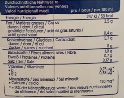 NOT MLK Pflanzlich & Voll, 3,5 % - Valori nutrizionali - de