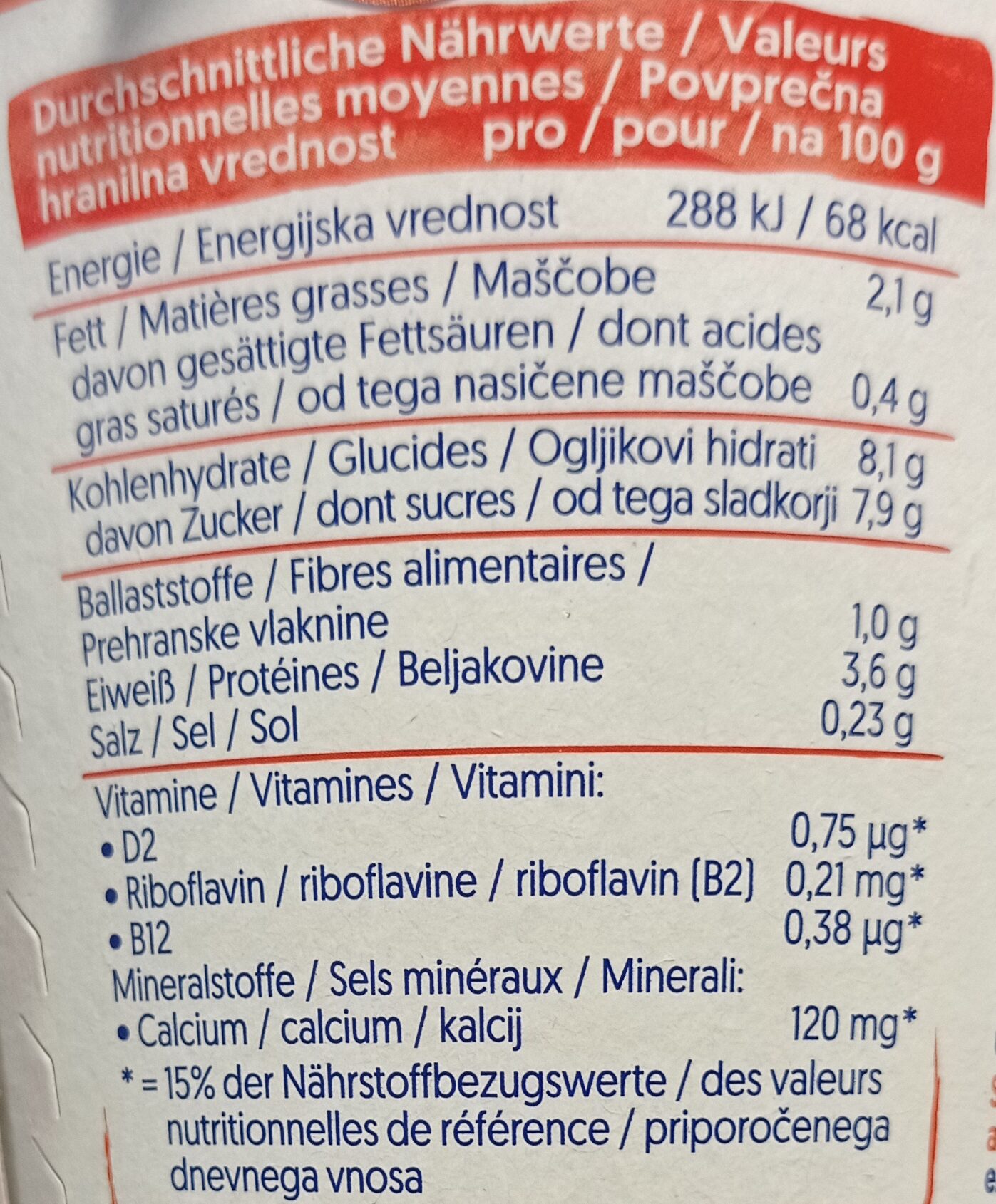 Sojajoghurt - Erdbeere - Tableau nutritionnel - de