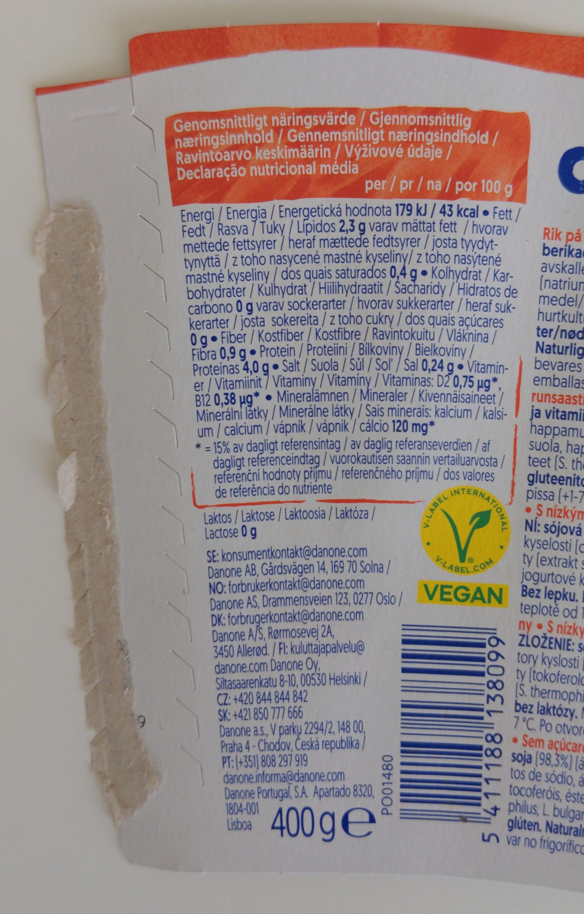 Sojajoghurt ohne Zucker - Natur - Ravintosisältö
