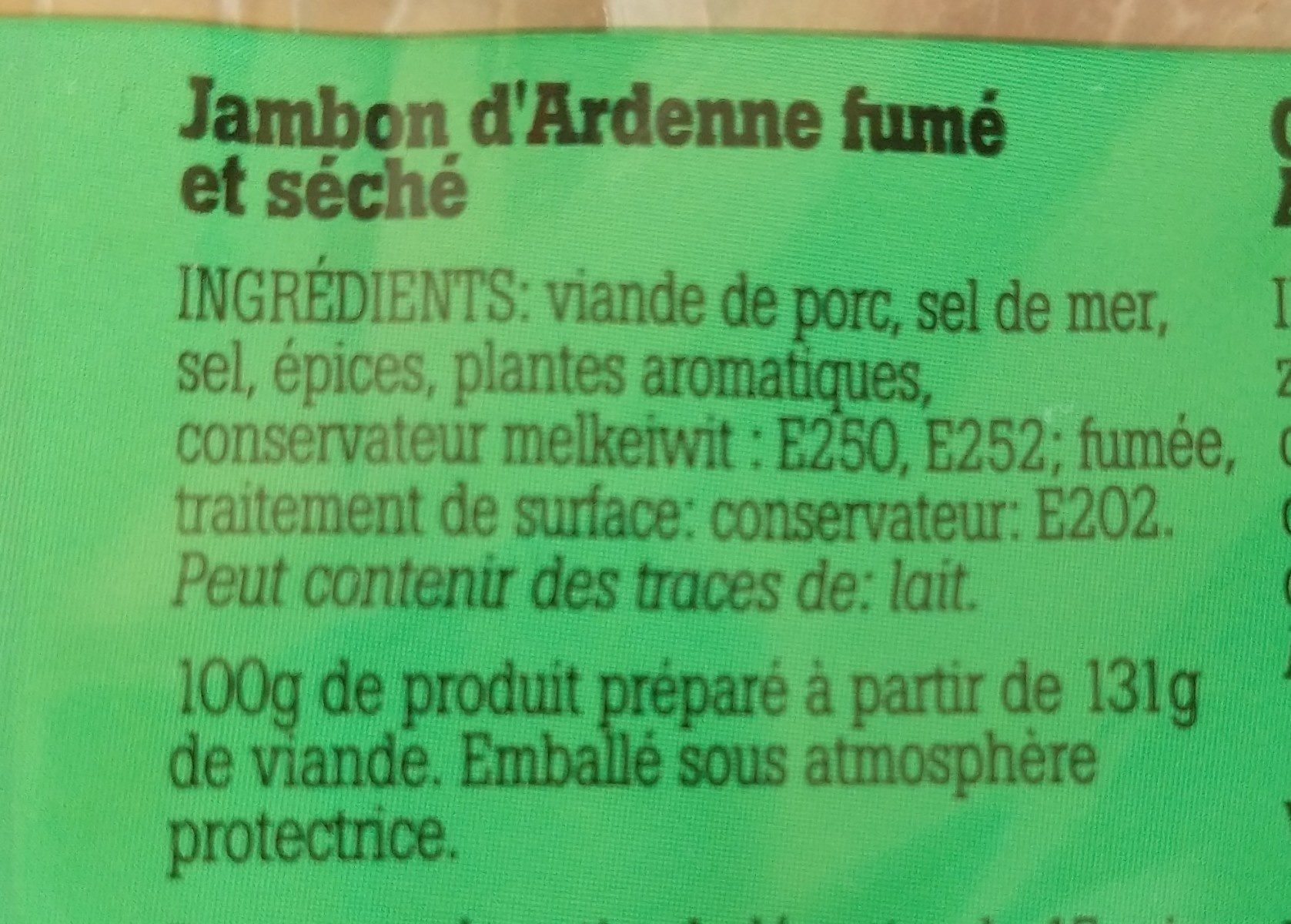 Jambon d'Ardenne - Ingrédients