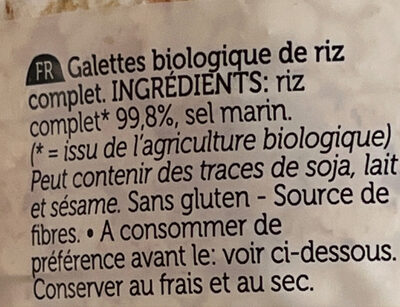 Galettes de riz complet - Ingrediënten - fr