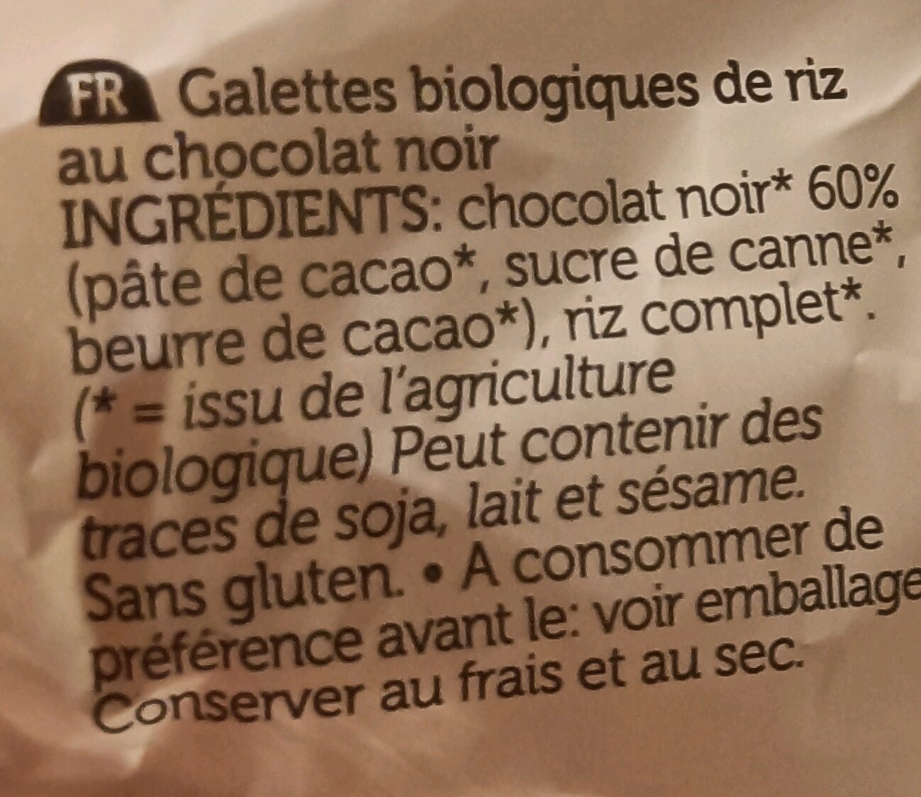 Galettes de riz au chocolat noir - Ingredienti - fr