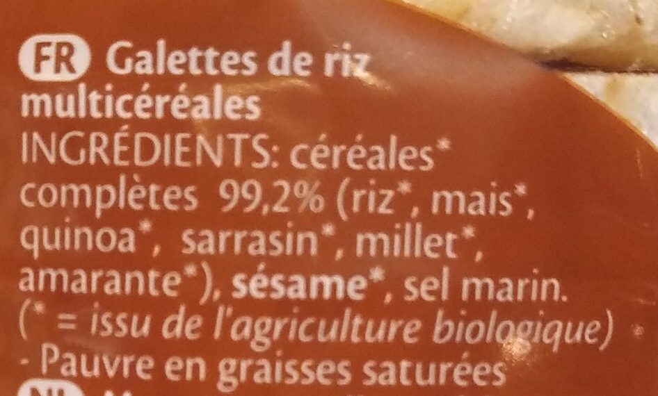 Galettes Riz Multicéréals - Ingrediënten - fr
