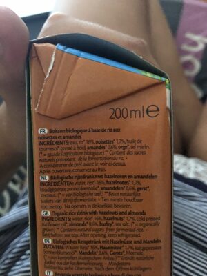Hazelnut almond rice drink - Ingredienti