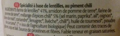 Lentil chips chili - Ingrediënten - fr
