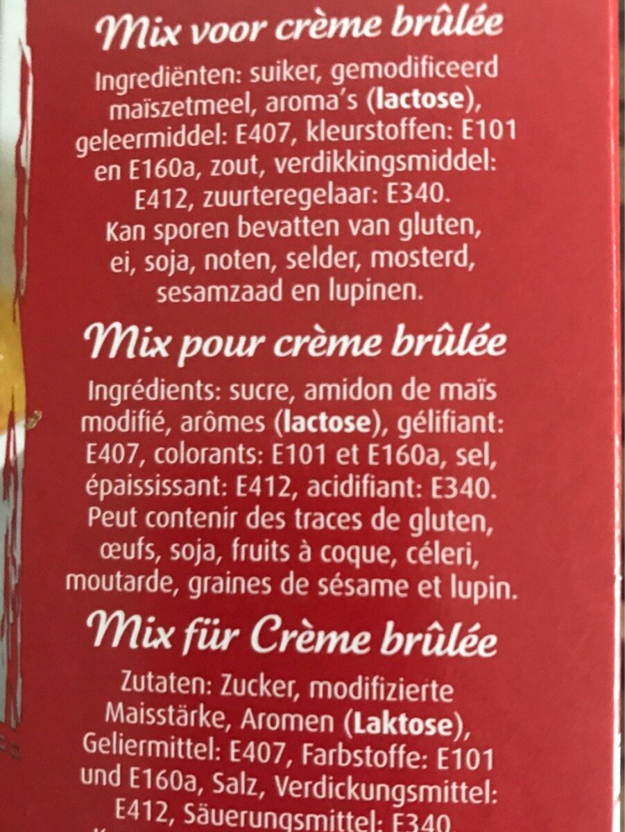Creme brulee - Ingrédients