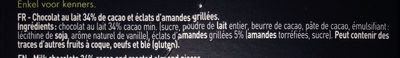 Tablette Lait Amandes grillées - Ingrédients
