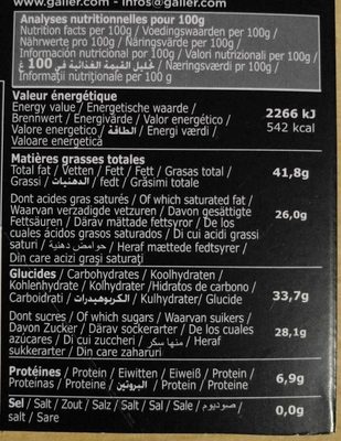 Chocolat Noir Menthe - Citron vert - Voedingswaarden - fr