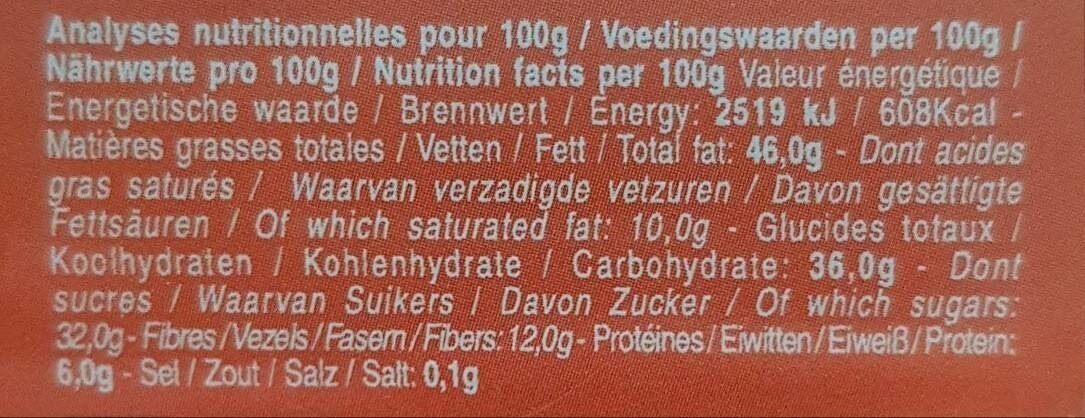 Pâte à tartiner aux noisettes - Voedingswaarden - fr