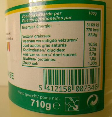 Reform mayonaise - Voedingswaarden - fr