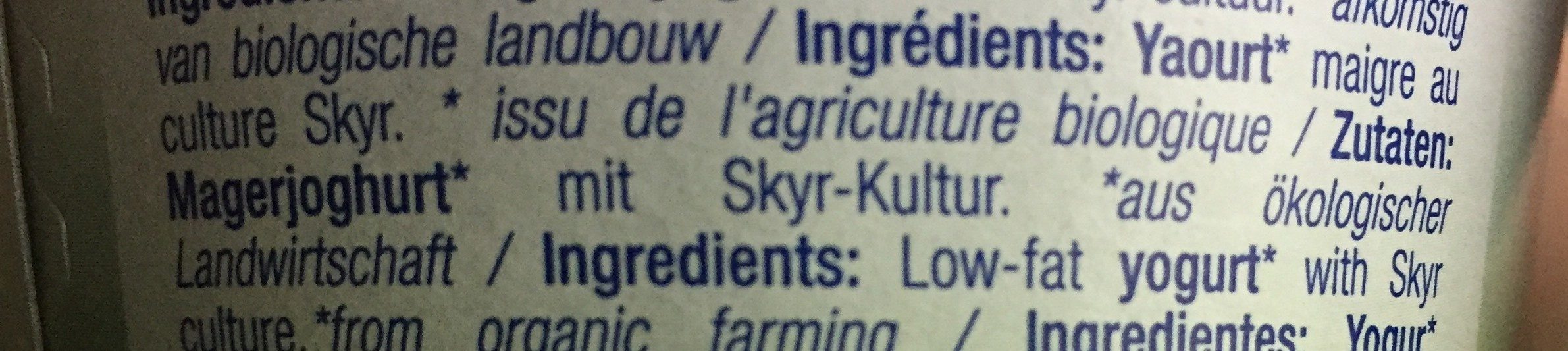 Yaourt Skyr Bio - Ingrediënten - fr