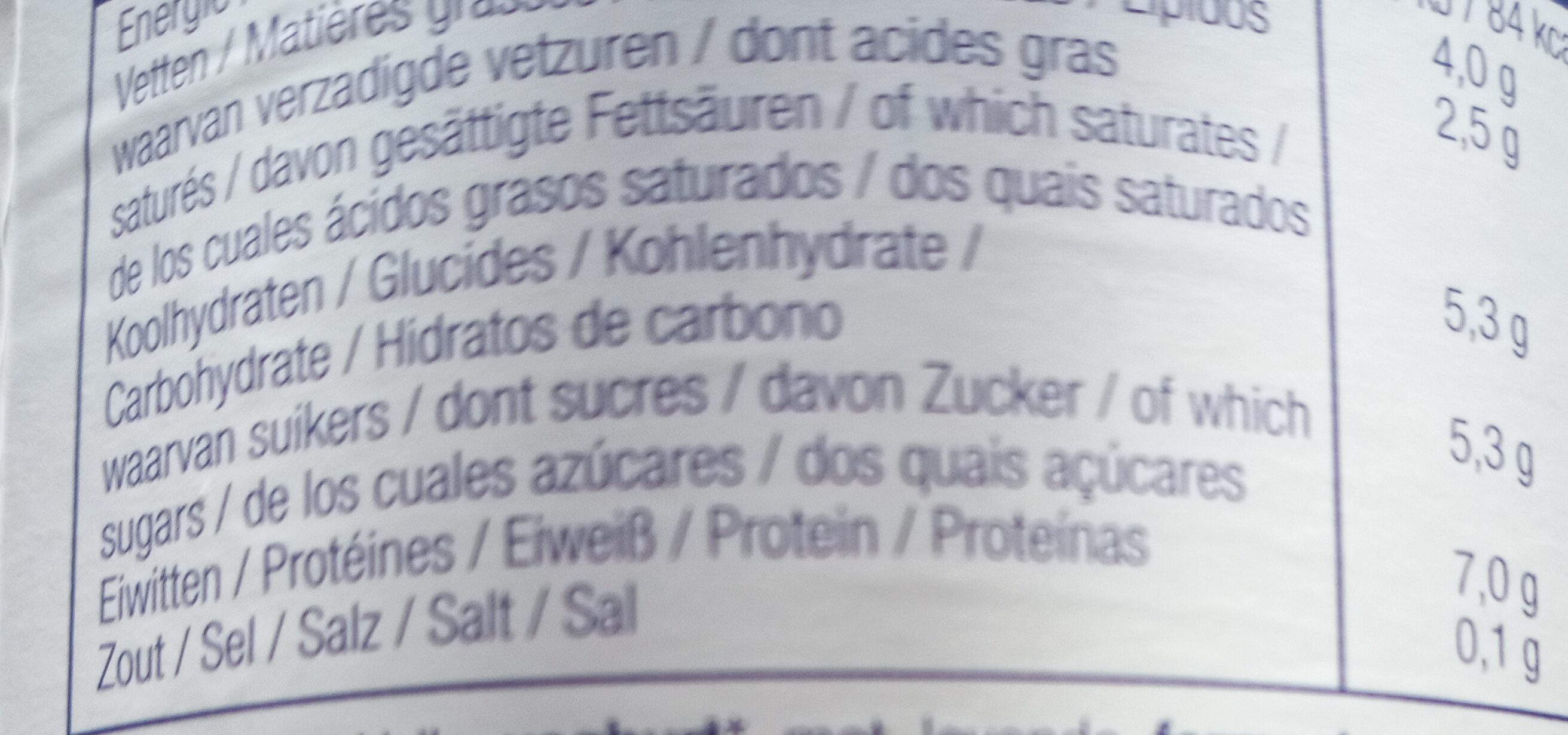Yoghourt high protein - Nutrition facts