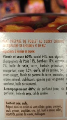 Isali Poulet Curry Riz - Ingredients - fr