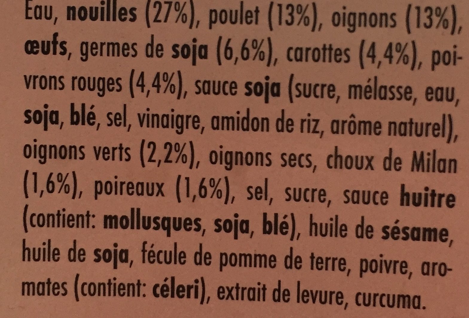 Wok nouilles - Ingredients - fr
