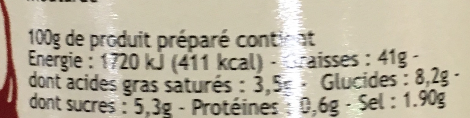 Sauce Kebap - Nutrition facts - fr